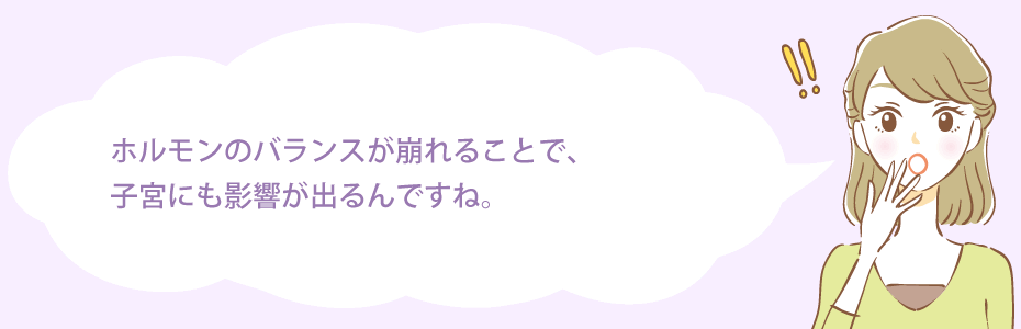 ホルモンのバランスが崩れることで、子宮にも影響が出るんですね。